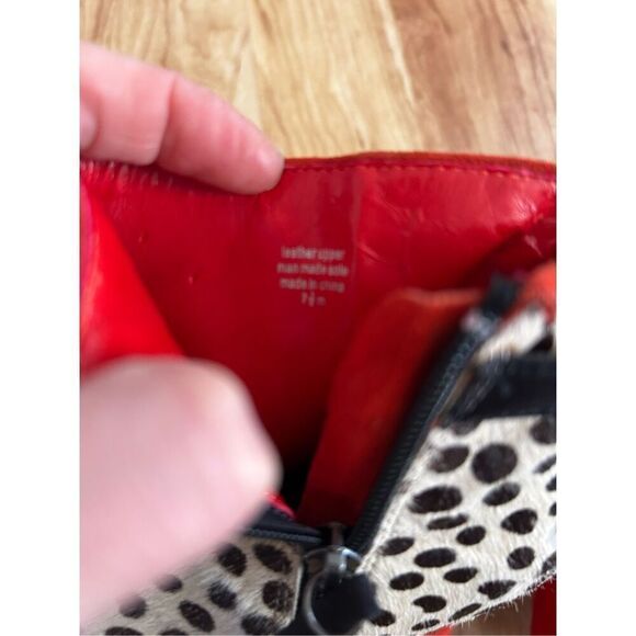 BeBe Leopard Print Heeled Side Zippered Booties with Red Heels and Tassels size - Picture 5 of 6